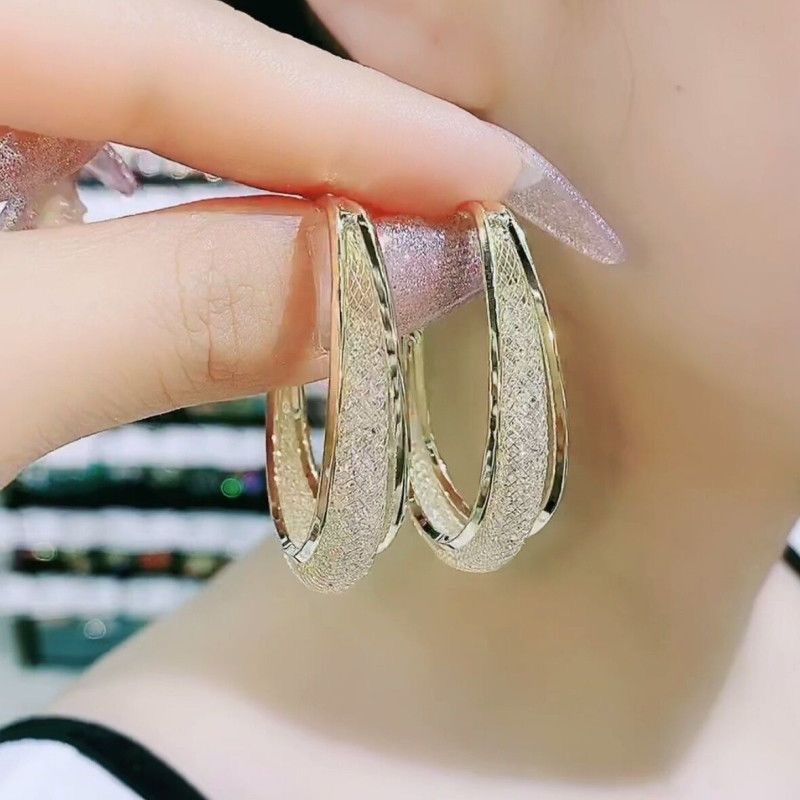 Vintage Textured Metal Hoops Elegant Face-Flattering Earrings