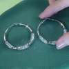 Light Luxury Twisted Crystal Hoop Earrings Cool Tone Twisted Crystal Dangles