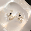 Silver Needle Shell Pearl Drop Earrings