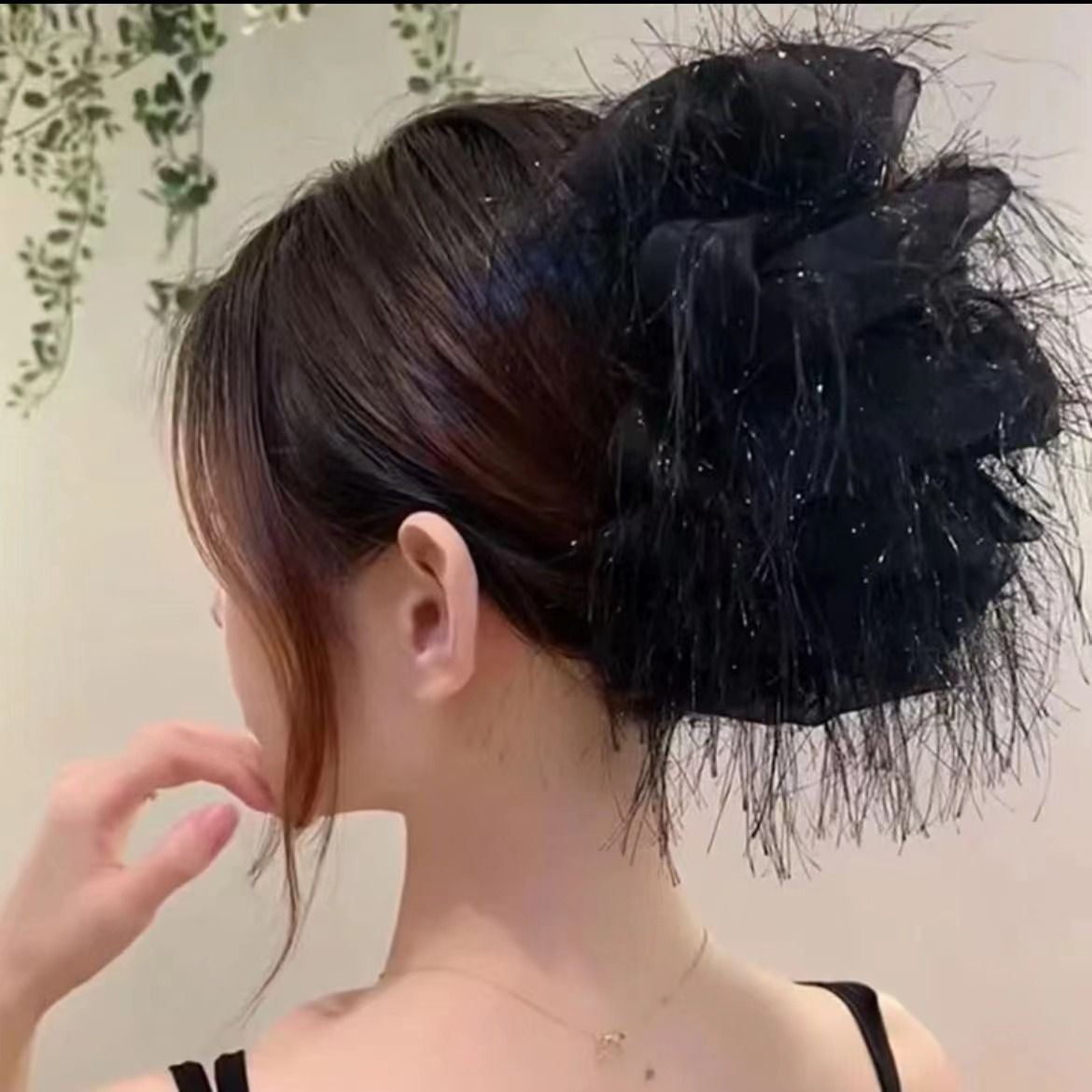 Multi Bow Feather Hair Claw Clip