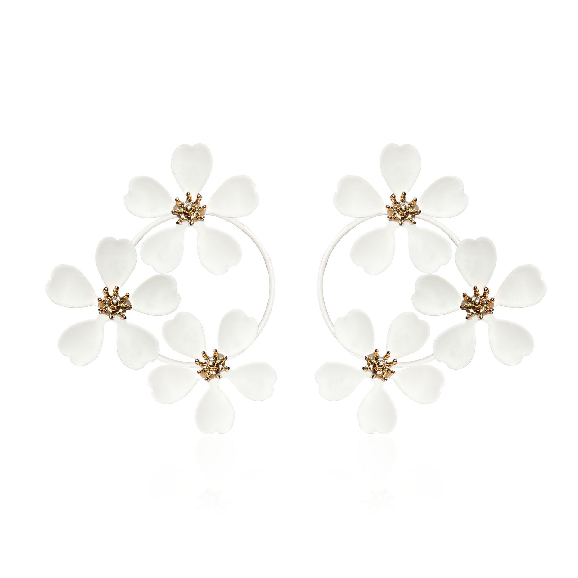 Vintage Camellia Flower Hoop Earrings