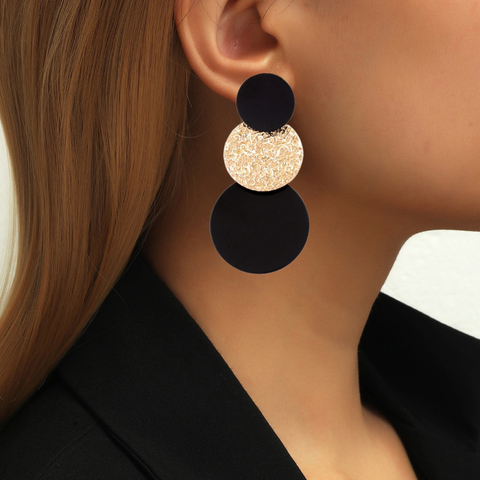 Creative Geometric Round Patch Earrings