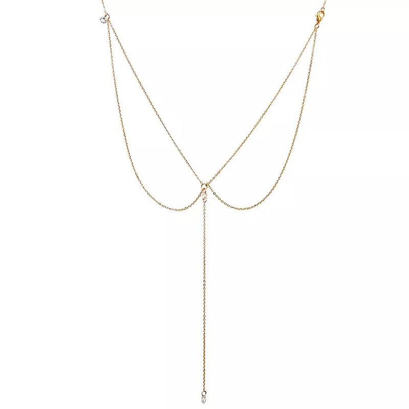 European Fashion Back Chain Necklace for Women – Rhinestone Back Body Chain