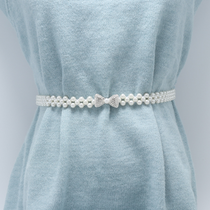 New Fashion Pearl Rhinestone Flower Waist Chain for Women