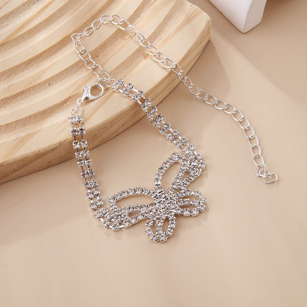 Rhinestone Hollow Butterfly Anklet for Women