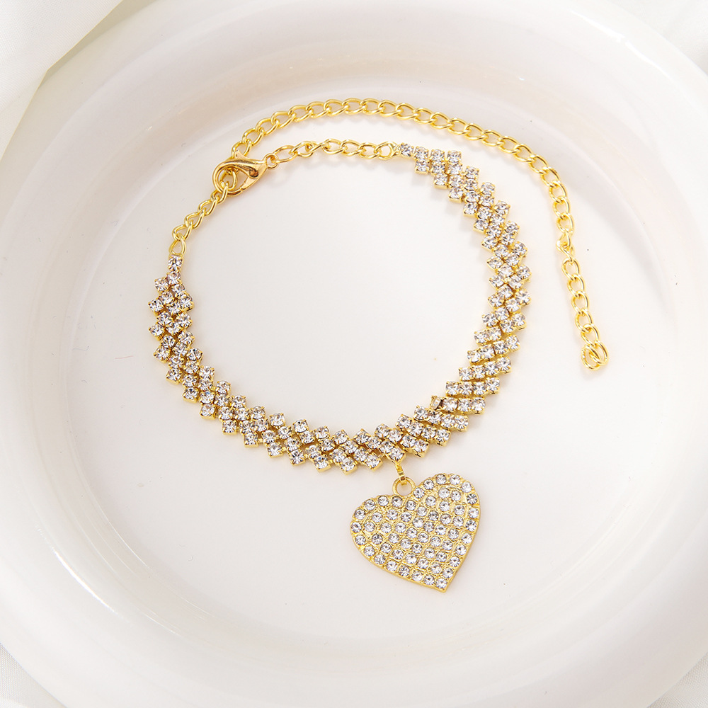 Rhinestone Heart Anklet for Women