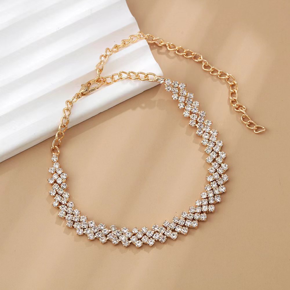 Sparkling Wave Rhinestone Anklet | Silver Crystal Foot Jewelry 