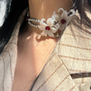 Floral Pearl Silver Clavicle Necklace