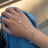 Original Handmade Stainless Steel Beaded Natural Stone Flower Linked Finger Bracelet