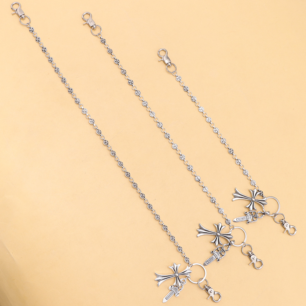 Multi-Layer Cross Sword Charm Pant Chain - Punk Gothic Streetwear Accessory