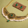Vintage Metal Jewelry Set Bohemian Round Pearl Earrings Necklace