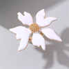 White Enamel Flower Ring for Women, Gold Tone Oversized Floral Statement Ring