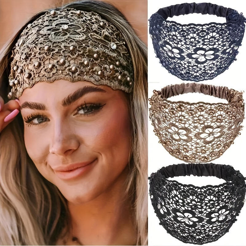 Hollow Beaded Wide Edge Headband – Fashion Hair Cover for Women