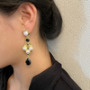 French Light Luxury Retro Baroque Fashionable Pearl Stud Black Diamond Teardrop Earrings