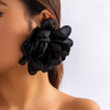 Oversized Fabric Flower Statement Earrings