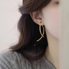 S925 Sterling Silver Needle Cross Curve Earrings