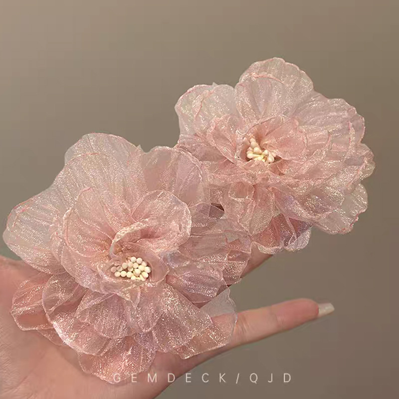 Fairy Tulle Crystal Flower Earrings