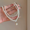 Vintage-Inspired Double Pearl Chain Necklace | Timeless Pearl Drop Accessory