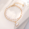 Double Layer Pearl Pendant Stackable Bracelet