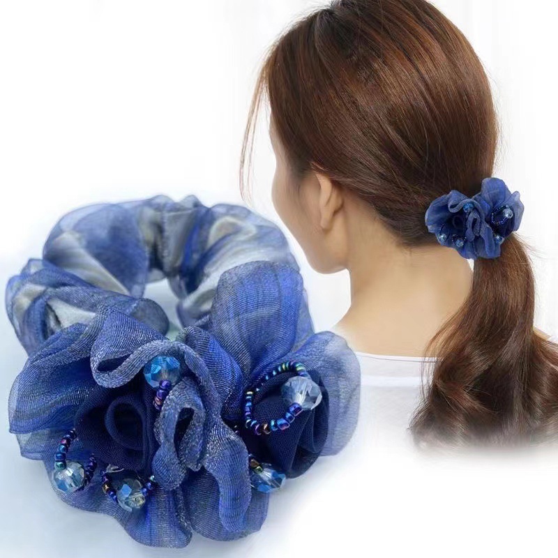 Korean Floral Mesh Scrunchie