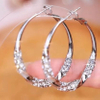 Light Luxury Twisted Crystal Hoop Earrings Cool Tone Twisted Crystal Dangles