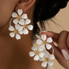 Vintage Camellia Flower Hoop Earrings