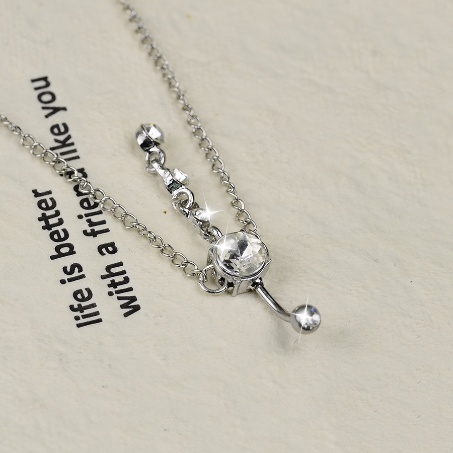 European Fashion Rhinestone Navel Chain & Tassel Waist Body Chain for Women