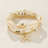 Boho Beachy Shell & Starfish Beaded Bracelet Set | Stackable Coastal Jewelry
