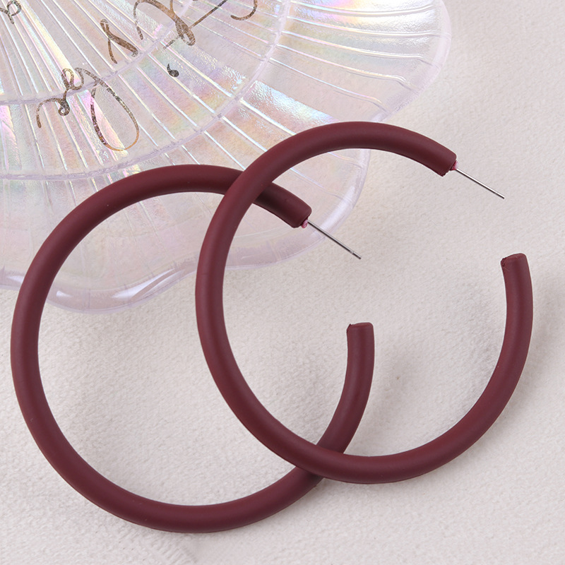 Matte C-Hoop Earrings for Women - Retro Oversized Open Hoop Earrings Lightweight Statement Jewelry