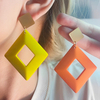 Bold Geometric Hollow Square Drop Earrings | Colorful Acrylic Statement Earrings