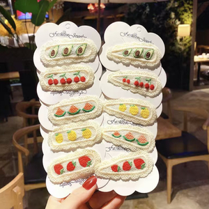 Cute Fruit Embroidered Lace Hair Clips for Women Girls