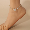 Rhinestone Butterfly Anklet for Women, Silver Plated Crystal Ankle Bracelet