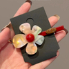 Acrylic Gradient Flower Hair Clip – Red Accent Cute Floral Hair Barrette for Women, Sweet Y2K Hair Accessory