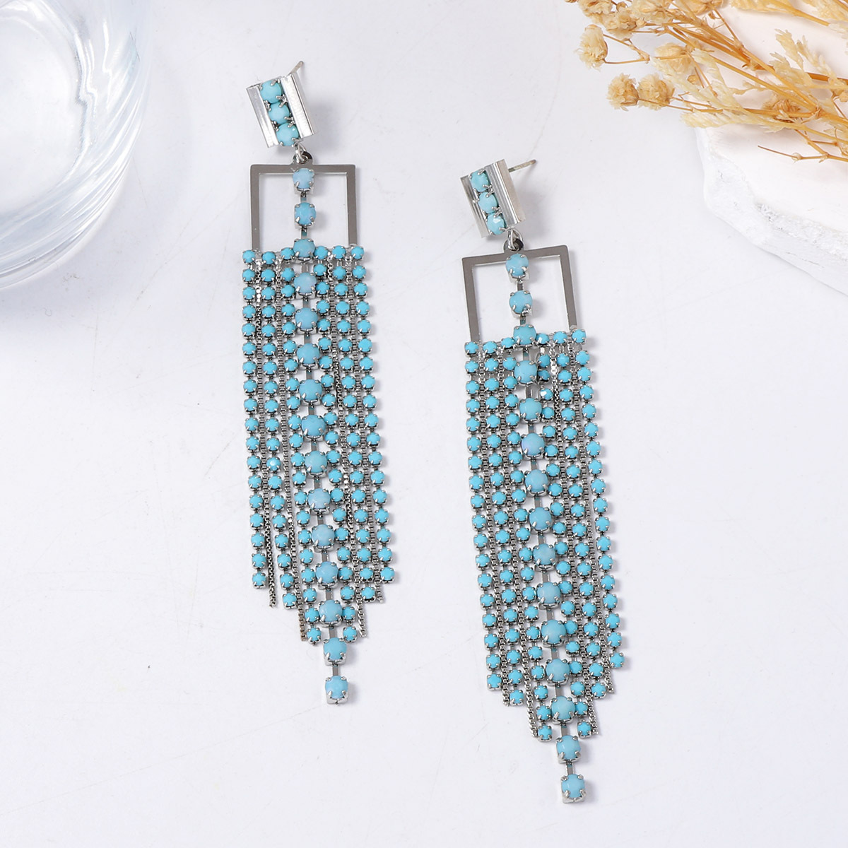 Cross-Border Long Geometric Tassel Earrings for Women
