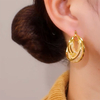 Light Luxury Gold Interlocking Zircon Earrings for Women