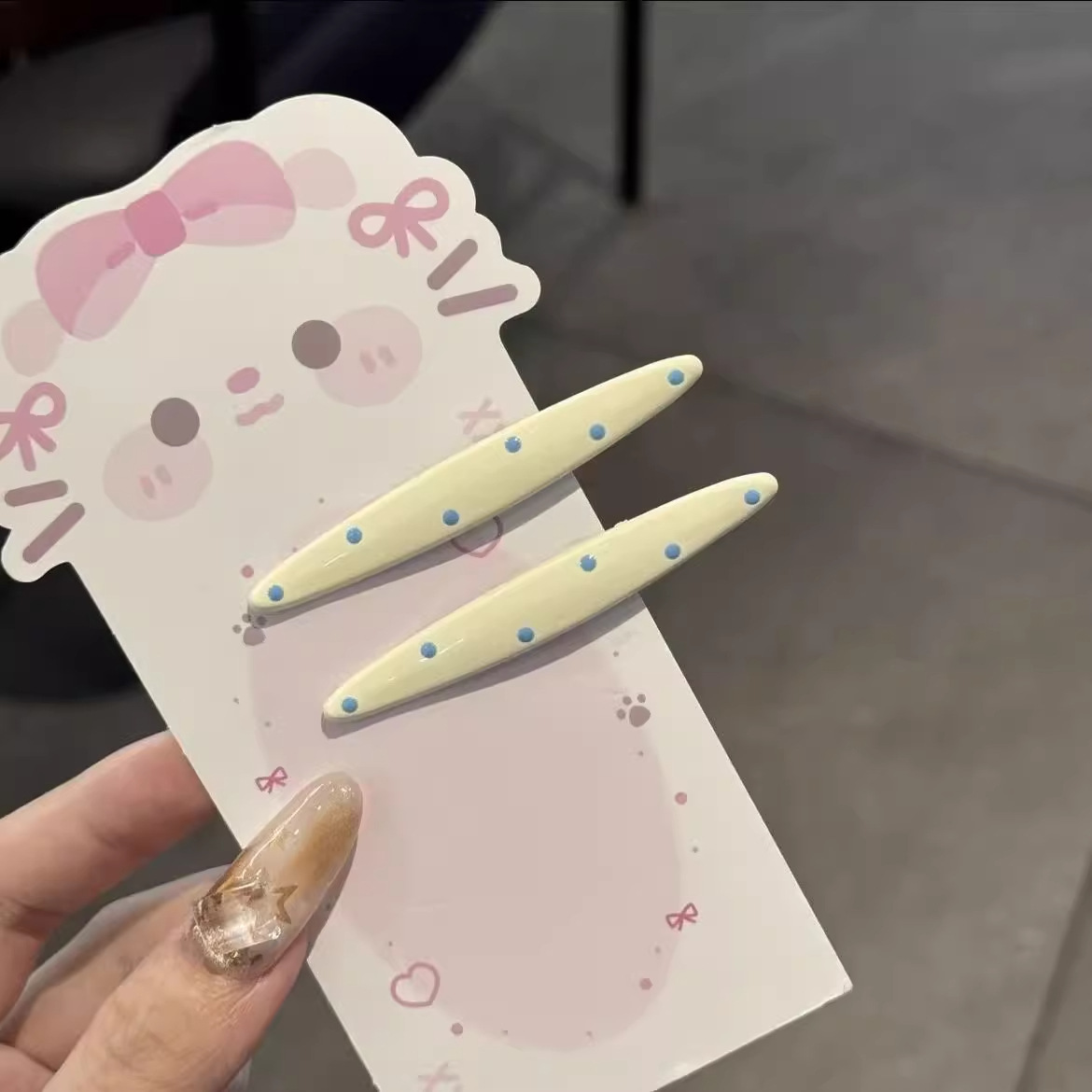 Creamy Polka Dot Duckbill Clips Macaron Color Hair Barrettes Sweet Side Hair Pins