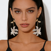 Rhinestone Flower Statement Earrings