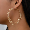 Oversized Gold Flower Hoop Earrings