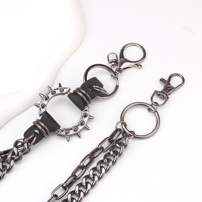 Double Layer Spike Ring Pant Chain - Techwear Punk Streetwear Accessory