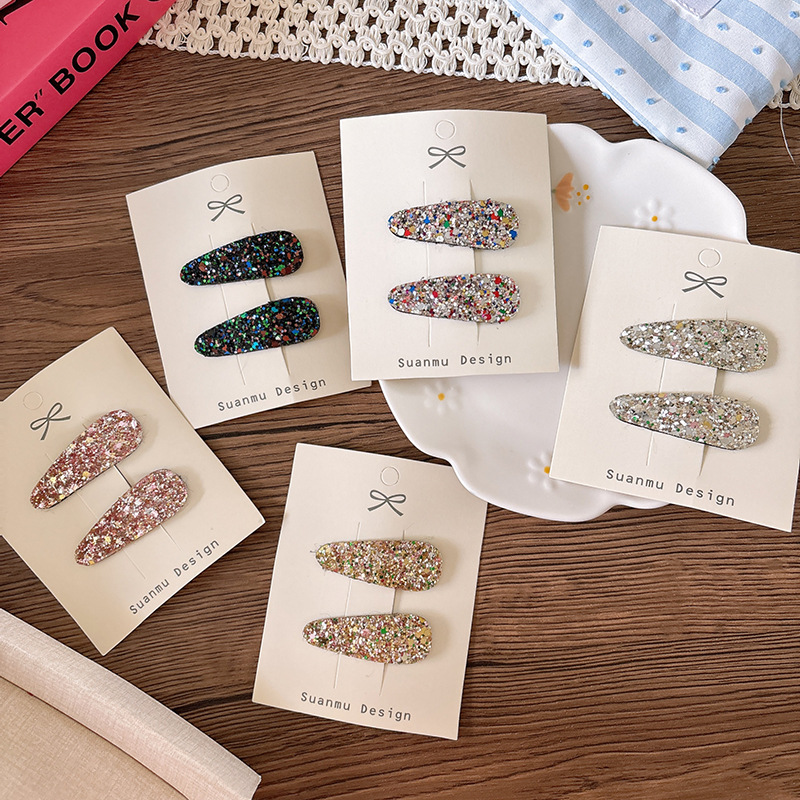 Glitter Sequin Waterdrop Hair Clips Colorful Sparkle Side Barrettes Bling Hair Pins for Women