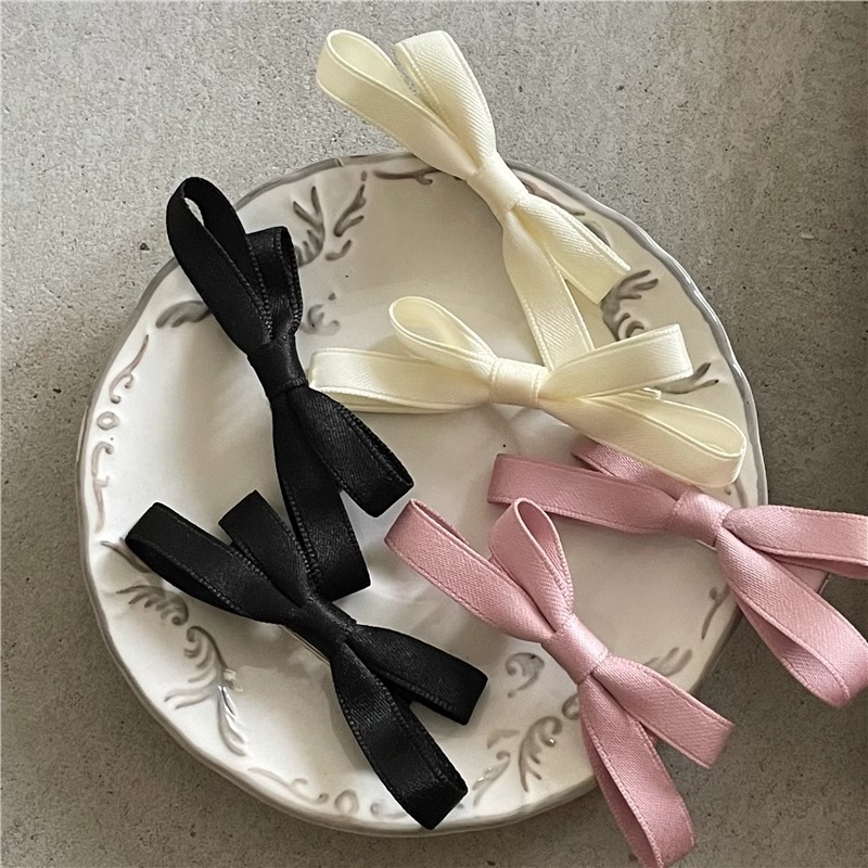 Satin Mini Bow Hair Clips Sweet Side Barrettes Girly Hair Pins