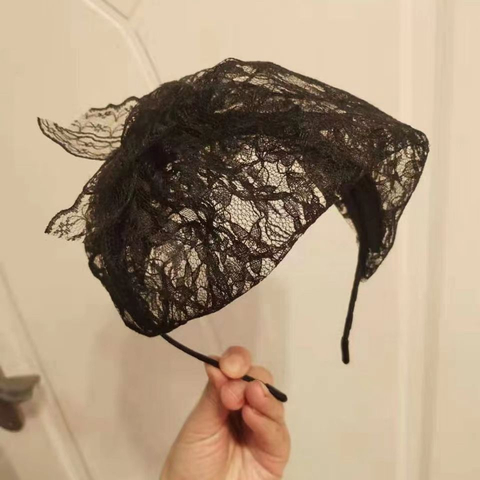 Vintage Polka Dot Lace Bow Beret Headband Wholesale