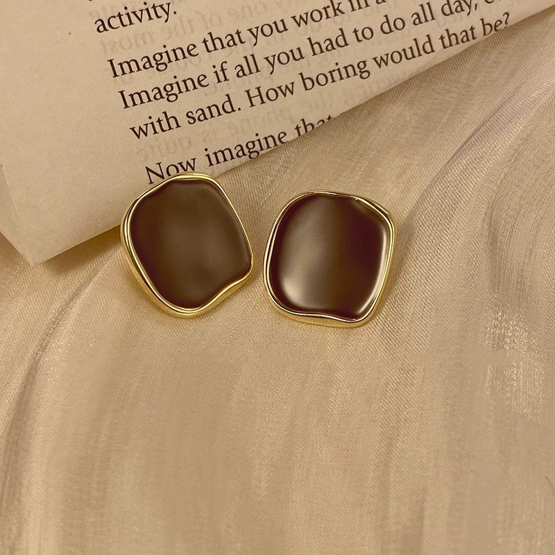 Irregular Square Stud Earrings, Luxury Minimalist Ear Jewelry for Women