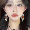 Antique Gold Tone Multi-Stone Statement Earrings