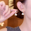French Style Fan-shaped Shell Pearl Earrings, Delicate Dangle Earrings for Women