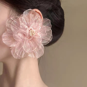 Fairy Tulle Crystal Flower Earrings