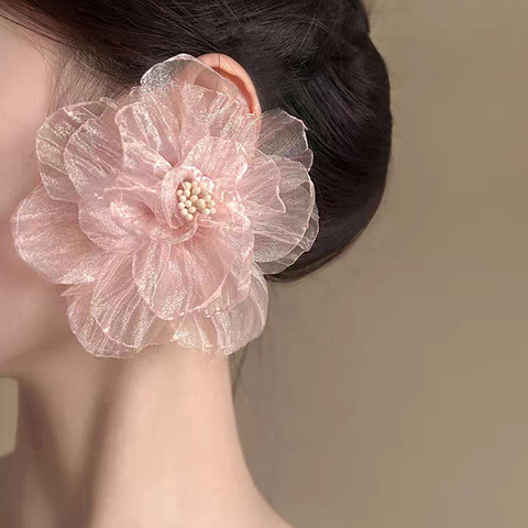 Fairy Tulle Crystal Flower Earrings