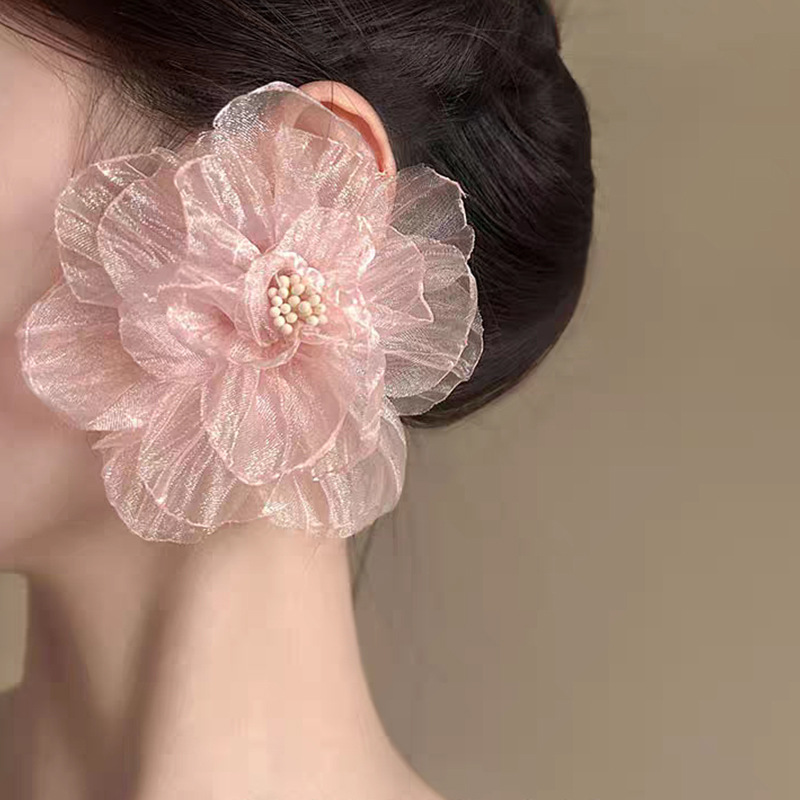 Fairy Tulle Crystal Flower Earrings