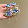 Summer Sweet Colorful Flower Rhinestone Tassel Earrings