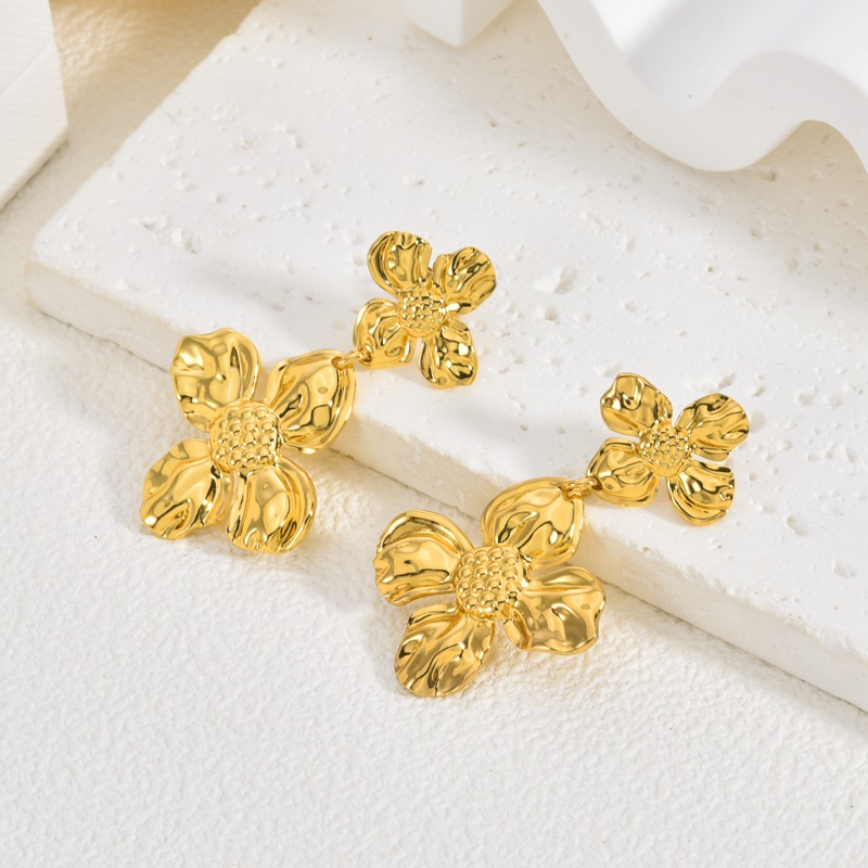 Tassel Flower Stainless Steel Earrings Luxury Earrings